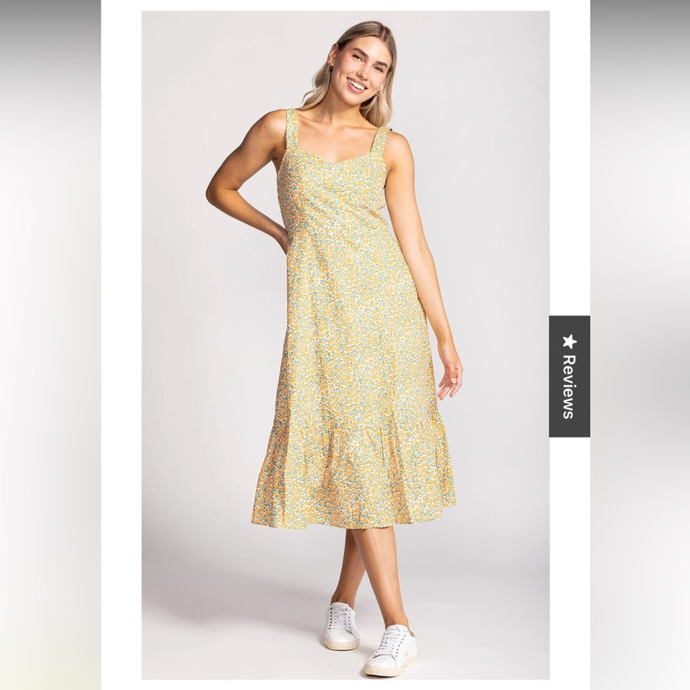 Pink Martini Olivia Dress Yellow Orange Floral Sundress New With Tag Midi Medium